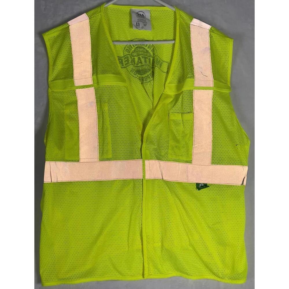 Mens High Visibility Yellow Reflective Vest SZ XL Zipper Whitaker LOGO *read